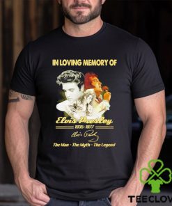 In loving memory of 1935 1977 Elvis Presley the man the myth the legend signature shirt