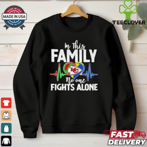 In this family no one fights alone Kansas City Chiefs colors shirt