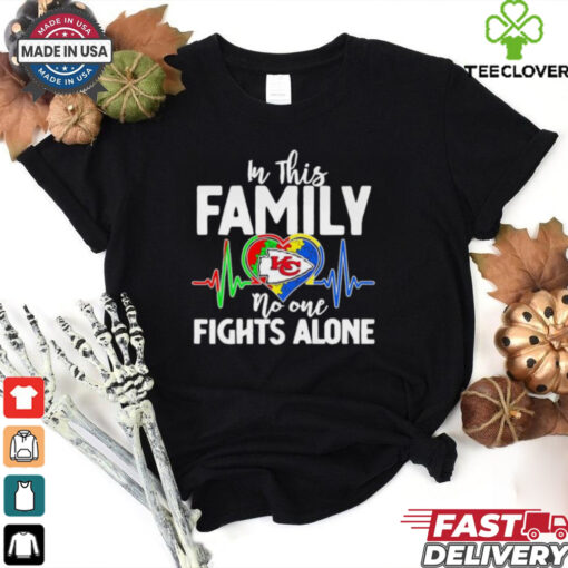 In this family no one fights alone Kansas City Chiefs colors shirt