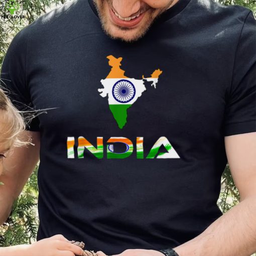 Indian Map and Flag Souvenir Distressed India T Shirt