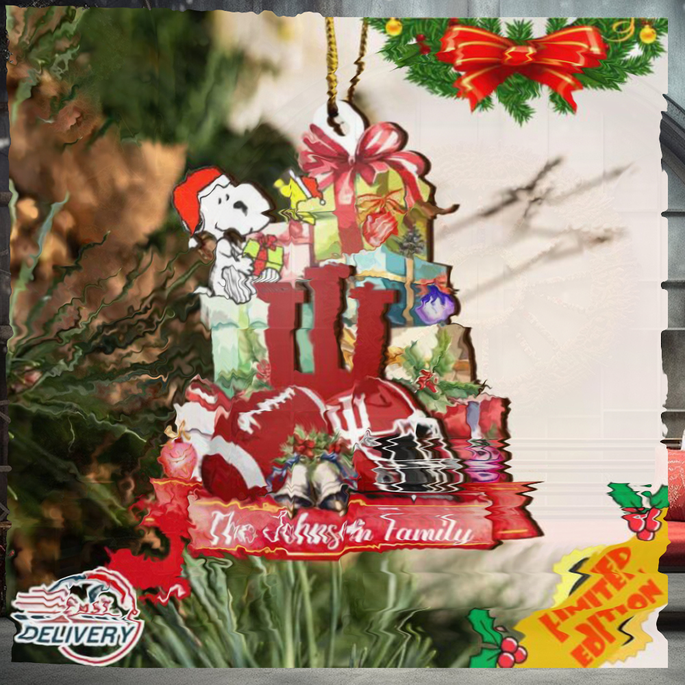 Indiana Hoosiers And Snoopy Christmas NCAA Ornament Custom Your Family Name Indiana Hoosiers And Snoopy Christmas NCAA Ornament Custom Your Family Name