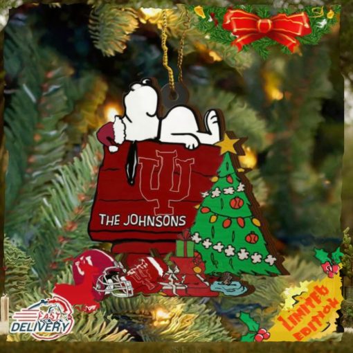 Indiana Hoosiers Snoopy Christmas NCAA Ornament Custom Name