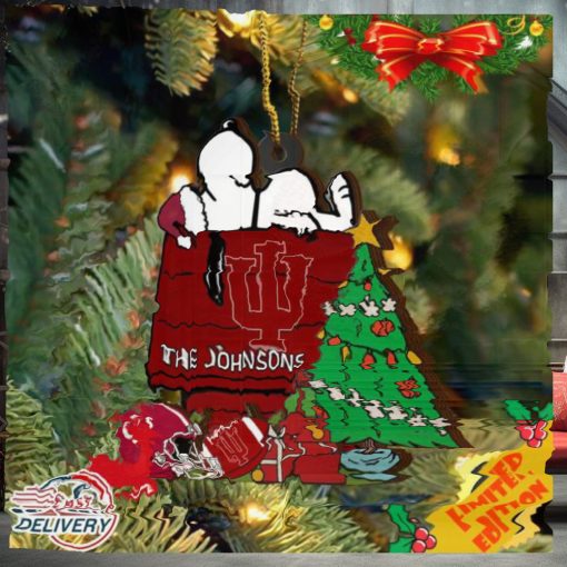 Indiana Hoosiers Snoopy Christmas NCAA Ornament Custom Name