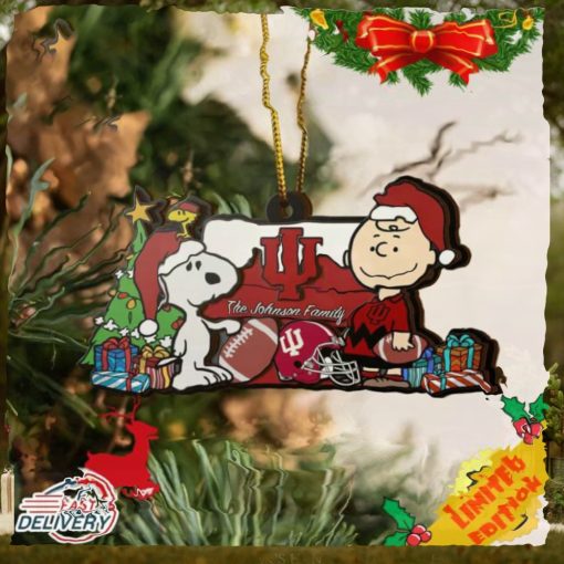 Indiana Hoosiers Snoopy Christmas NCAA Ornament Custom Your Family Name