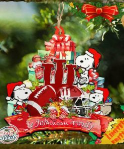 Indiana Hoosiers Snoopy Christmas NCAA Ornament Personalized Your Family Name