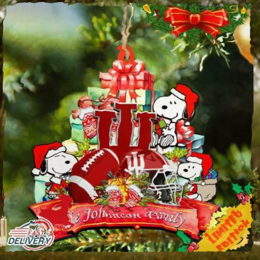 Indiana Hoosiers Snoopy Christmas NCAA Ornament Personalized Your Family Name