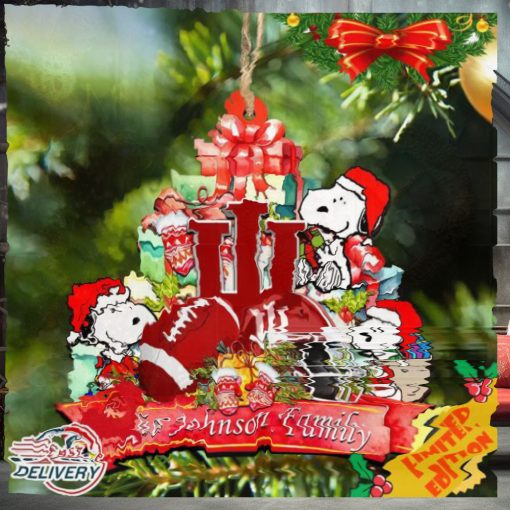 Indiana Hoosiers Snoopy Christmas NCAA Ornament Personalized Your Family Name