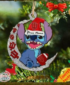 Indiana Hoosiers Stitch Christmas Ornament NCAA And Stitch With Moon Ornament