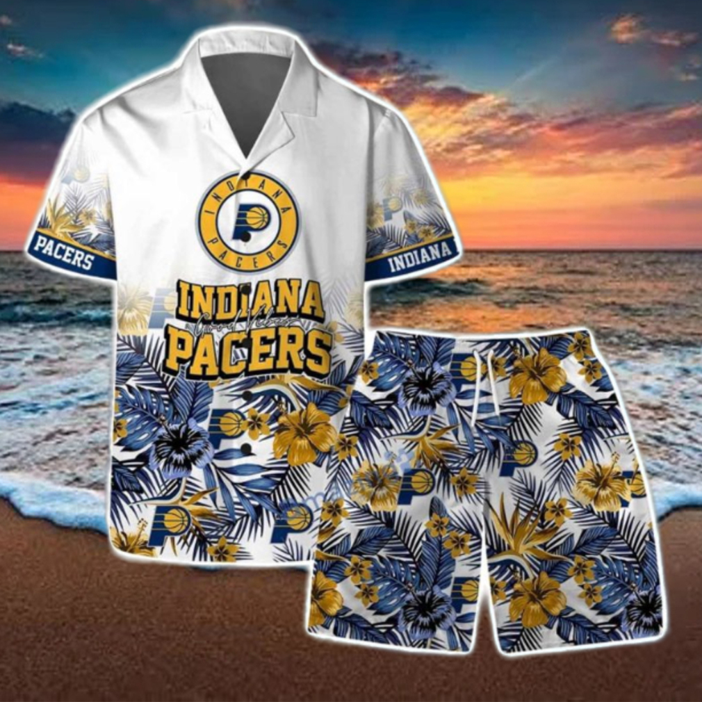 Indiana Pacers Team Logo Pattern Basketball Season Hawaiian Shirt & Short Indiana Pacers Team Logo Pattern Basketball Season Hawaiian Shirt & Short