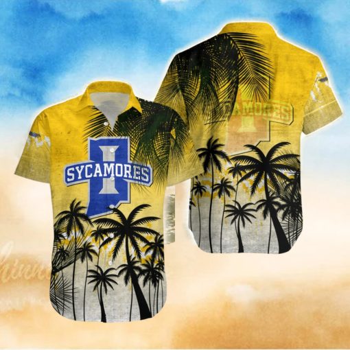Indiana State Sycamores Hawaiian Shirt Summer Gift Coconut Tree Tropical Grunge Pattern For NCAA Fans
