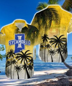 Indiana State Sycamores Hawaiian Shirt Summer Gift Coconut Tree Tropical Grunge Pattern For NCAA Fans