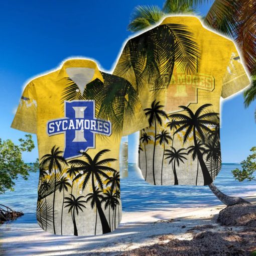 Indiana State Sycamores Hawaiian Shirt Summer Gift Coconut Tree Tropical Grunge Pattern For NCAA Fans