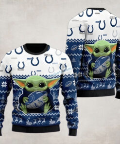 Indianapolis Colts Baby Yoda Blue Best Ugly Christmas Sweaters