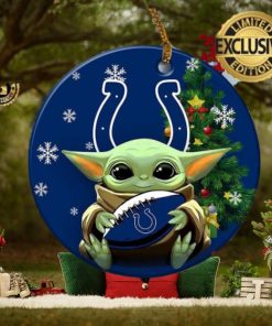 Indianapolis Colts Baby Yoda NFL Personalized Xmas Holiday 2023 Gifts Christmas Decorations Ornament