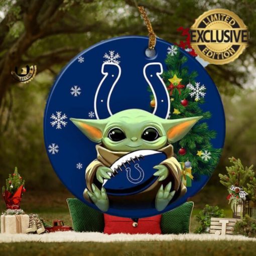 Indianapolis Colts Baby Yoda NFL Personalized Xmas Holiday 2023 Gifts Christmas Decorations Ornament