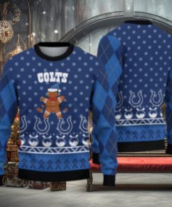 Indianapolis Colts Christmas Gingerbread Man Ugly Christmas Sweater Cute Christmas Gift