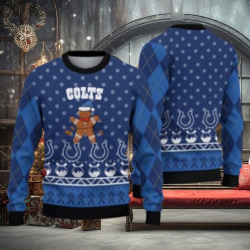 Indianapolis Colts Christmas Gingerbread Man Ugly Christmas Sweater Cute Christmas Gift