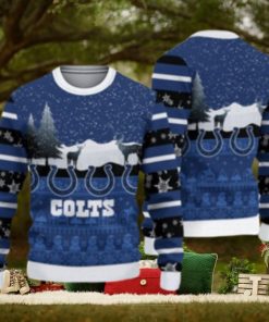 Indianapolis Colts Christmas Reindeers Pattern Ugly Christmas Sweater Cute Christmas Gift