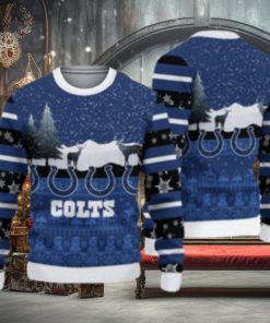 Indianapolis Colts Christmas Reindeers Pattern Ugly Christmas Sweater Cute Christmas Gift