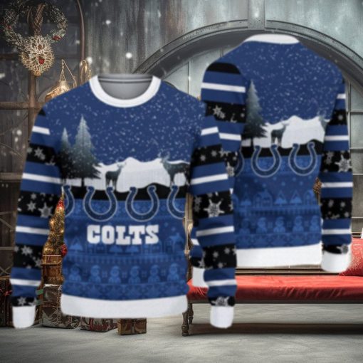 Indianapolis Colts Christmas Reindeers Pattern Ugly Christmas Sweater Cute Christmas Gift
