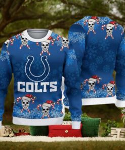 Indianapolis Colts Christmas Skull Ugly Christmas Sweater Sleigh AOP Gift For Fans