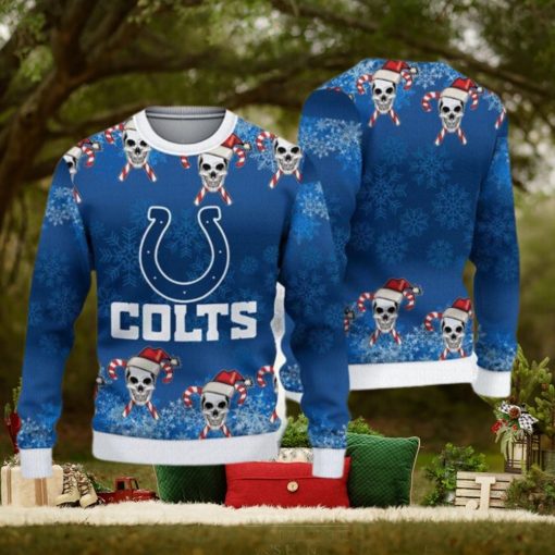 Indianapolis Colts Christmas Skull Ugly Christmas Sweater Sleigh AOP Gift For Fans