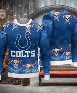Indianapolis Colts Christmas Skull Ugly Christmas Sweater Sleigh AOP Gift For Fans