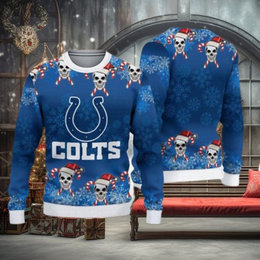 Indianapolis Colts Christmas Skull Ugly Christmas Sweater Sleigh AOP Gift For Fans