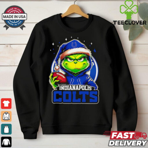 Indianapolis Colts Grinch wearing Santa hat Christmas 2024 shirt