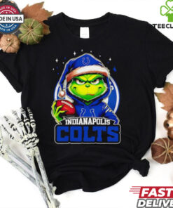Indianapolis Colts Grinch wearing Santa hat Christmas 2024 shirt