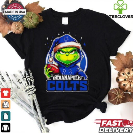 Indianapolis Colts Grinch wearing Santa hat Christmas 2024 shirt