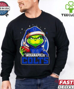 Indianapolis Colts Grinch wearing Santa hat Christmas 2024 shirt