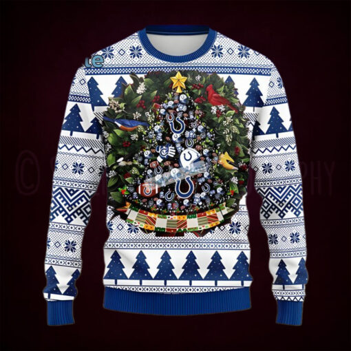 Indianapolis Colts Logo Like Christmas Tree Blue Womens Ugly Christmas Sweater