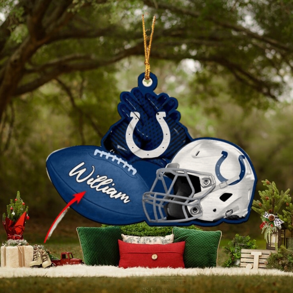 Indianapolis Colts NFL Custom Name Rugby Ball Helmet Custom Shape Christmas Ornament Indianapolis Colts NFL Custom Name Rugby Ball Helmet Custom Shape Christmas Ornament