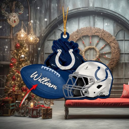 Indianapolis Colts NFL Custom Name Rugby Ball Helmet Custom Shape Christmas Ornament
