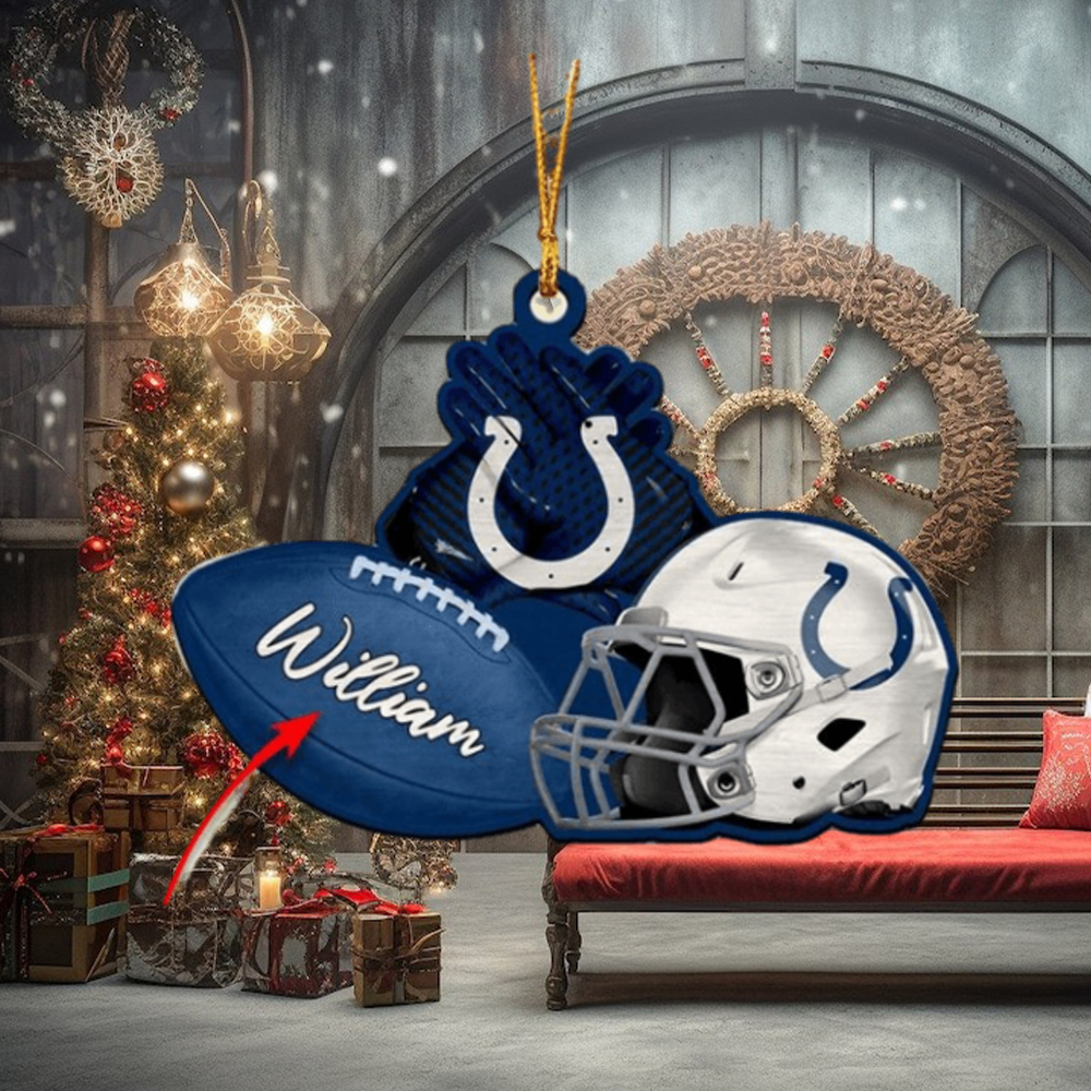 Indianapolis Colts NFL Custom Name Rugby Ball Helmet Custom Shape Christmas Ornament Indianapolis Colts NFL Custom Name Rugby Ball Helmet Custom Shape Christmas Ornament