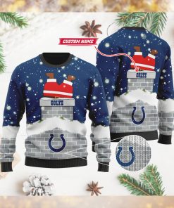 Indianapolis Colts NFL Football Team Logo Symbol Santa Claus Custom Name Personalized 3D Ugly Christmas Sweater Shirt For Men And Women On Xmas Days