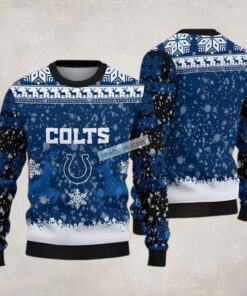 Indianapolis Colts Reindeer Snowflakes Blue Naughty Ugly Sweater