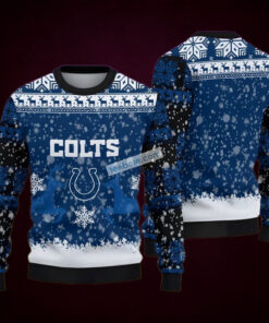 Indianapolis Colts Reindeer Snowflakes Blue Naughty Ugly Sweater