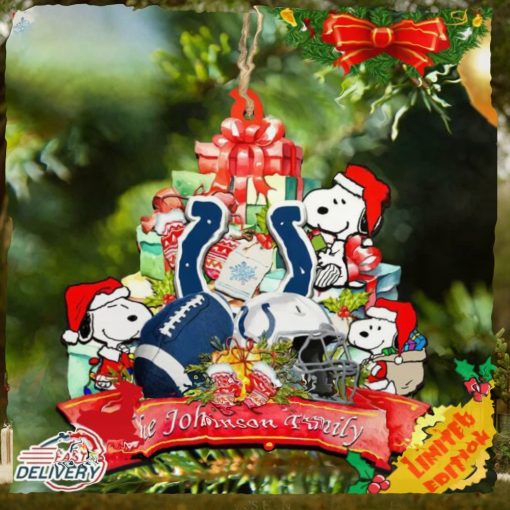Indianapolis Colts Snoopy And NFL Sport Ornament Personalized Your Family Name