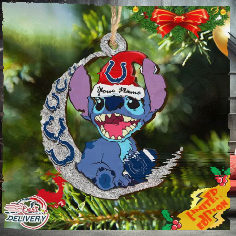 Indianapolis Colts Stitch Ornament NFL Christmas And Stitch With Moon Ornament Indianapolis Colts Stitch Ornament NFL Christmas And Stitch With Moon Ornament
