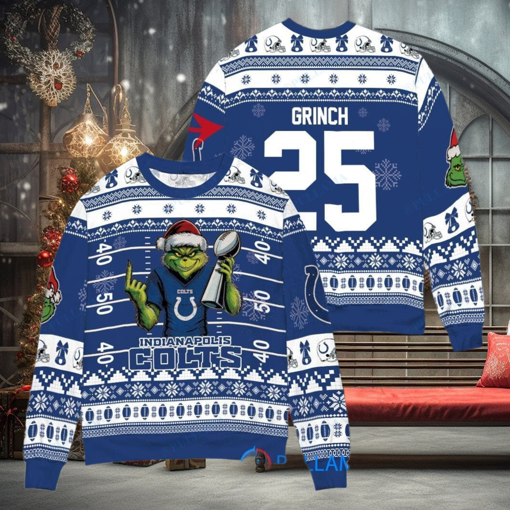 Indianapolis Colts x Grinch Christmas Dr. Seuss How the Grinch Stole Christmas with Super Bowl Trophy Custom Ugly Christmas Sweater Indianapolis Colts x Grinch Christmas Dr. Seuss How the Grinch Stole Christmas with Super Bowl Trophy Custom Ugly Christmas Sweater