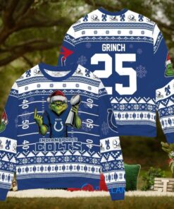 Indianapolis Colts x Grinch Christmas Dr. Seuss How the Grinch Stole Christmas with Super Bowl Trophy Custom Ugly Christmas Sweater