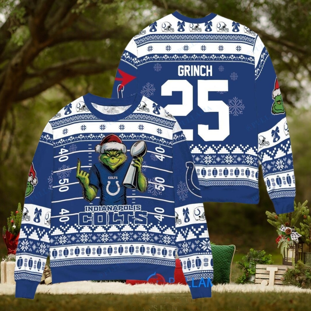 Indianapolis Colts x Grinch Christmas Dr. Seuss How the Grinch Stole Christmas with Super Bowl Trophy Custom Ugly Christmas Sweater Indianapolis Colts x Grinch Christmas Dr. Seuss How the Grinch Stole Christmas with Super Bowl Trophy Custom Ugly Christmas Sweater
