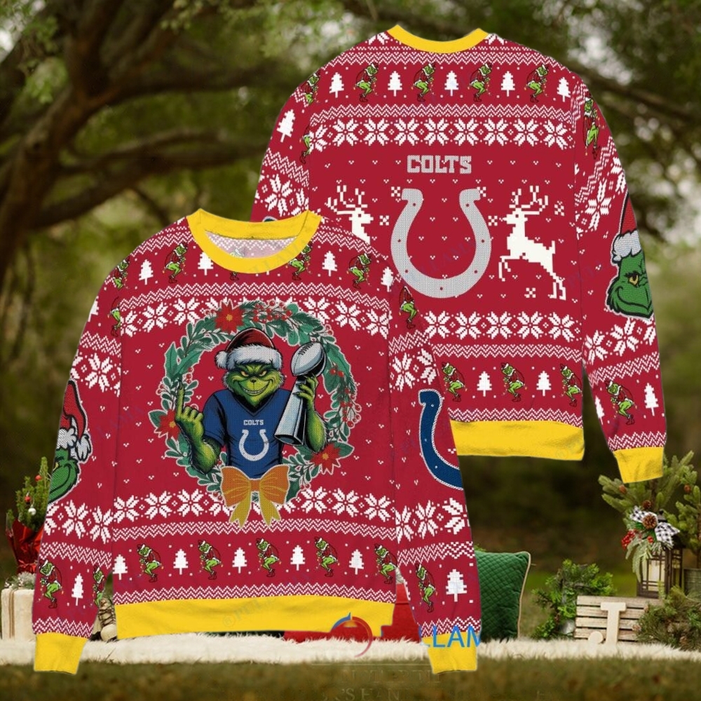 Indianapolis Colts x Grinch NFL Dr. Seuss How the Grinch Stole Christmas with Super Bowl Trophy Ugly Christmas Sweater Red Indianapolis Colts x Grinch NFL Dr. Seuss How the Grinch Stole Christmas with Super Bowl Trophy Ugly Christmas Sweater Red