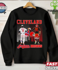 Indians Ramirez and Browns Garrett city skyline Cleveland signatures hoodie, sweater, longsleeve, shirt v-neck, t-shirt