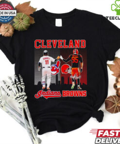 Indians Ramirez and Browns Garrett city skyline Cleveland signatures hoodie, sweater, longsleeve, shirt v-neck, t-shirt