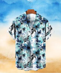 Ink Floral Print Vacation Casual Short sleeved Shirt