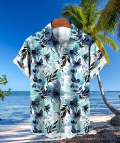 Ink Floral Print Vacation Casual Short sleeved Shirt