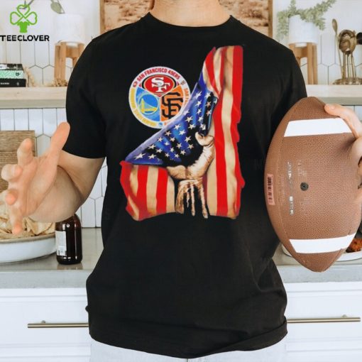 Inside me flag American San Francisco 49ERS and San Francisco Giants and Golden State Warriors shirt